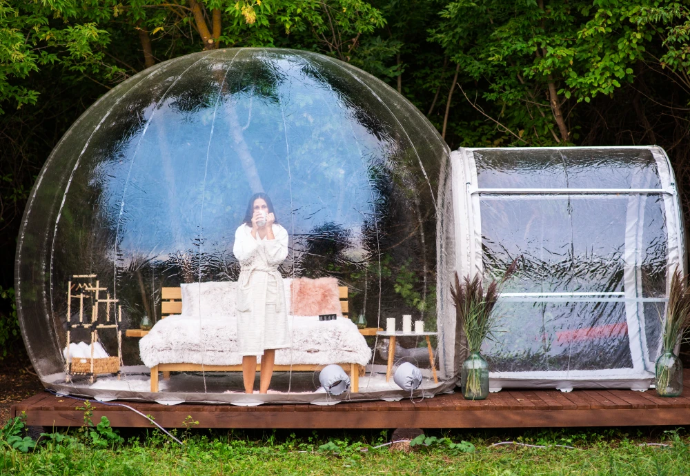 pvc transparent bubble tent with led lighting with heaters