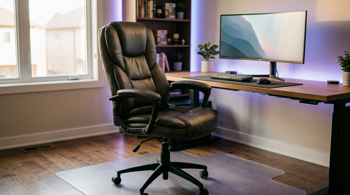 Leather Executive Gaming Chair on Wheels: Ergonomic Comfort