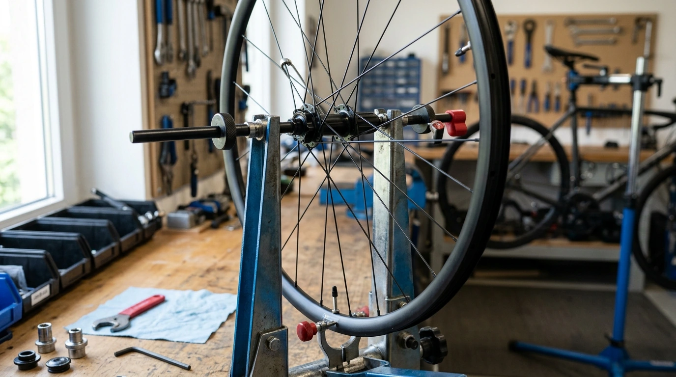 Thru-Axle Hub Fixing Rod: Truing Stand Setup (12–20mm)