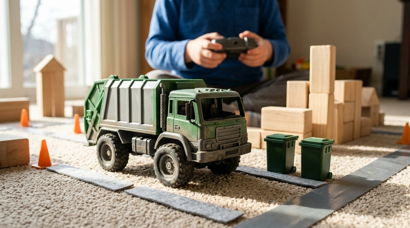 1:24 RC Garbage Truck: Heavy Tractor Sanitation Toy