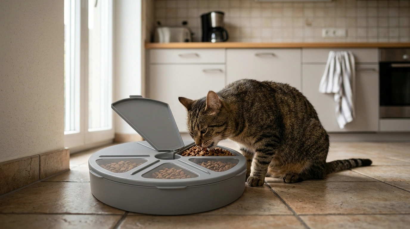 6-Meal Cat Feeder: Scheduled Portions for Busy Homes