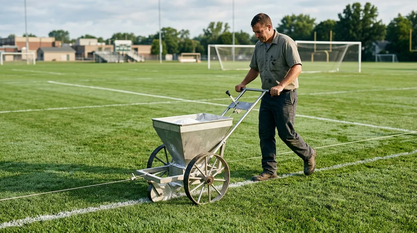 Adjustable Dry Line Field Marker: Large Hopper, Metal Wheels