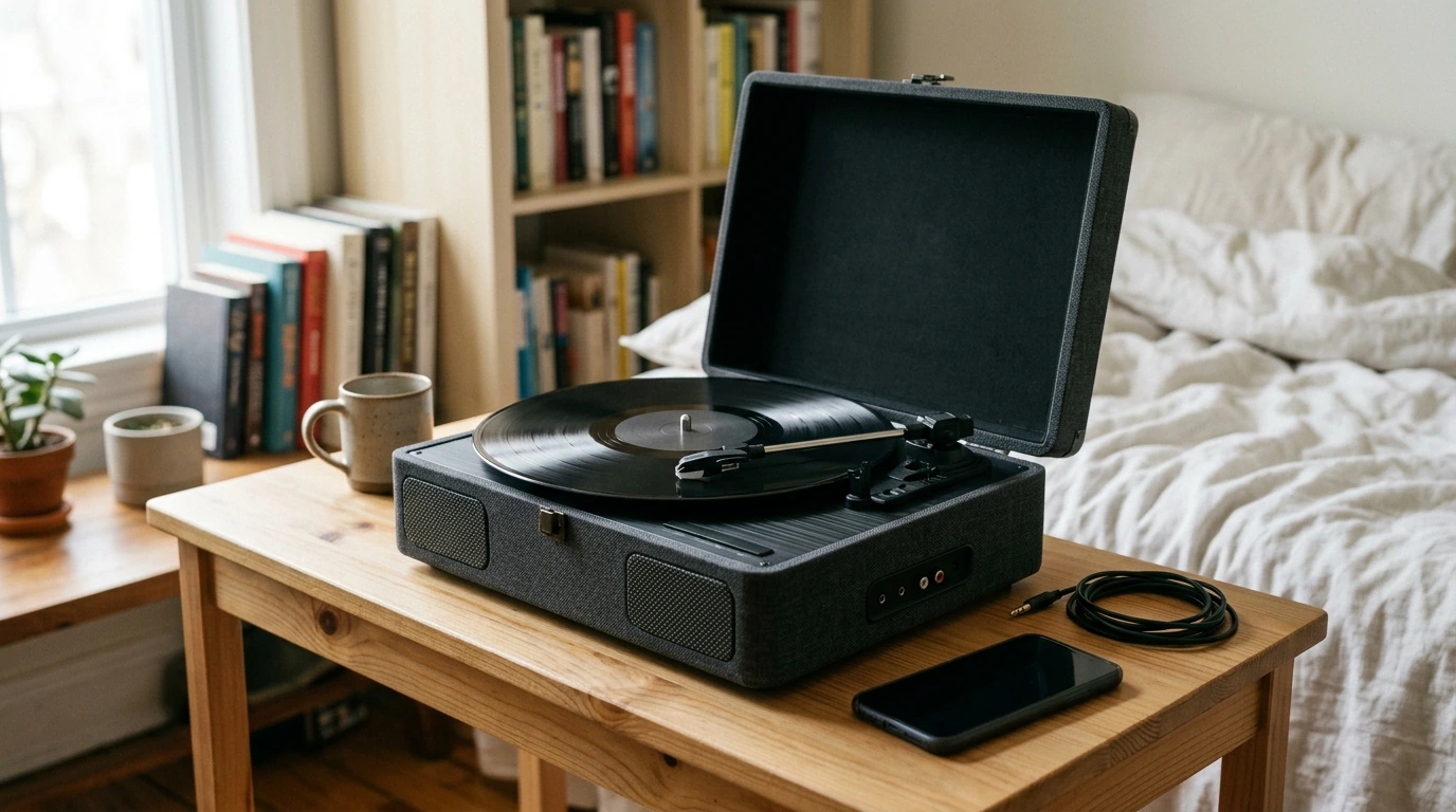 Portable 3-Speed Record Player: Bluetooth, AUX & USB