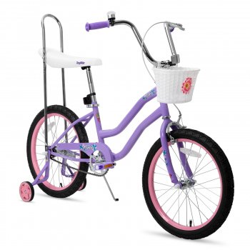 20-Inch Girls Bike: Training Wheels, Banana Seat, Dual Brakes